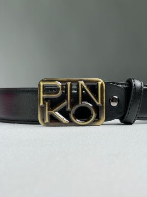 Ремінь Pinko Text Leather Belt Black Bronze - 8632208 - SvitStyle