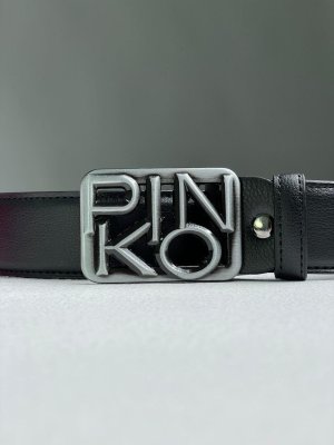 Ремінь Pinko Text Leather Belt Black Silver - 8632209 - SvitStyle