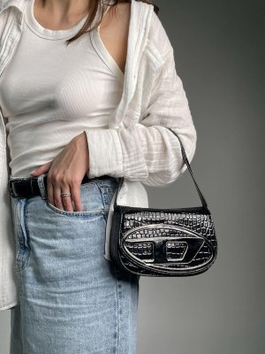 Сумка Diesel 1DR Iconic Shoulder Bag Black Croco - 8632222 - SvitStyle