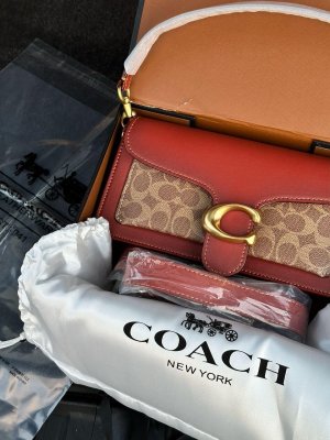 Сумка Coach Tabby Red Beige Shoulder Bag In Signature Canvas - 8632252 - SvitStyle