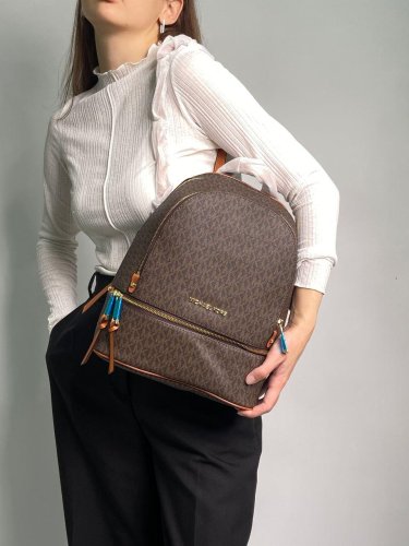 Рюкзак Michael Kors Large Rhea Logo Backpack Brown - SvitStyle