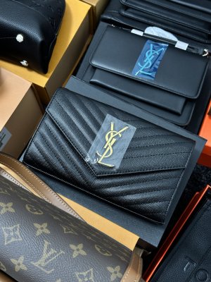 YSL Cassandre Matelasse Chain Wallet In Grain De Poudre Embossed Leather - 8633014 - SvitStyle