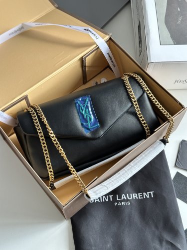 Yves Saint Laurent Calypso In Plunged Lambskin Black - SvitStyle