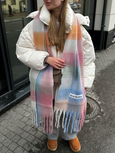 Шарф Acne Studio Mohair Checked Scarf Fuchsia lilac pink - SvitStyle