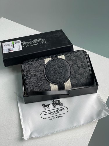 Гаманець Coach Dempsey Large Wallet In Signature Jacquard Black - SvitStyle