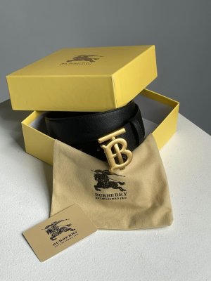 Ремінь Burberry Leather TB Belt Black Tan Gold - 8633668 - SvitStyle