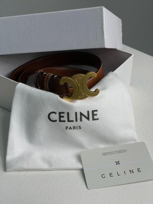 Ремінь Celine Medium Triomphe Belt In Taurillon Leather Brown - 8633676 - SvitStyle