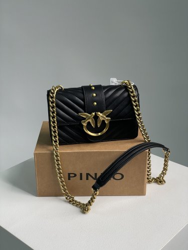 ???? Pinko Mini Love Bag One Simply Puff Black/Gold - SvitStyle