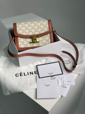 Сумка Celine The Triomphe Bag Canvas and Calfskin White - 8633702 - SvitStyle