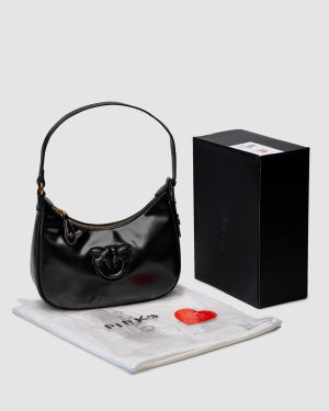 Сумка Pinko Half Moon Bag Simply Black With Leather Buckle - 8633977 - SvitStyle