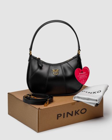 Сумка Pinko Hobo Bag Fine Grain Cow Leather Black - SvitStyle