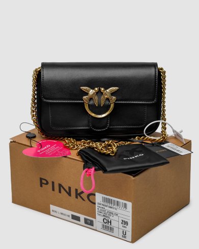 Сумка Pinko LoveBag Pocket Simply Black Antique Gold - SvitStyle