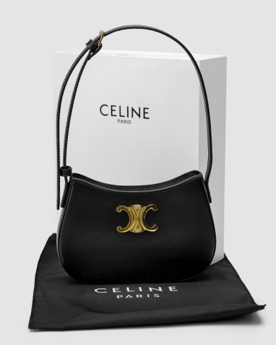 Сумка Celine Medium Tilly Bag in Shiny Calfskin Black - SvitStyle