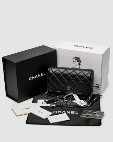 Сумка Chanel Classic Wallet on Chain Black Silver - SvitStyle