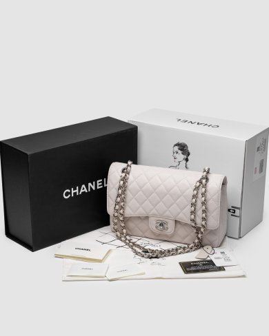 Сумка Chanel Classic 2.55 Medium Double Flap in White Silver - SvitStyle