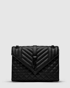 ???? Saint Laurent Envelope Medium In Quilted Leather Black - 8634003 - SvitStyle