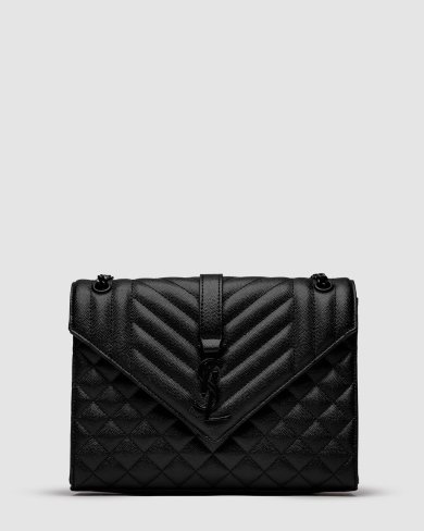 ???? Saint Laurent Envelope Medium In Quilted Leather Black - SvitStyle