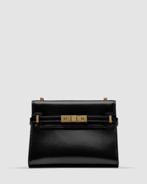 ???? Saint Laurent Manhattan Mini Leather Shoulder Bag Black - 8634005 - SvitStyle