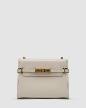 ???? Saint Laurent Manhattan Mini Leather Shoulder Bag Cream - 8634007 - SvitStyle