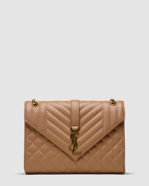 ???? Saint Laurent Envelope Medium In Quilted Leather Beige - 8634008 - SvitStyle