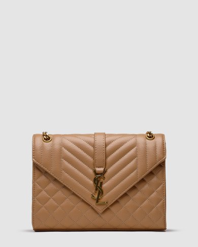 ???? Saint Laurent Envelope Medium In Quilted Leather Beige - SvitStyle