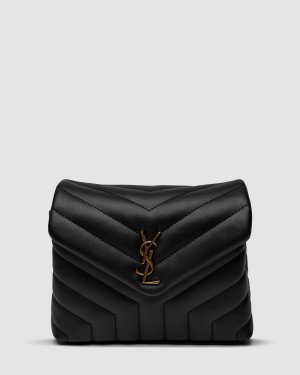 ???? Saint Laurent Toy LouLou In Quilted Leather Black/Gold - 8634012 - SvitStyle