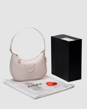 Сумка Pinko Half Moon Bag Simply Cream With Leather Buckle - 8634015 - SvitStyle