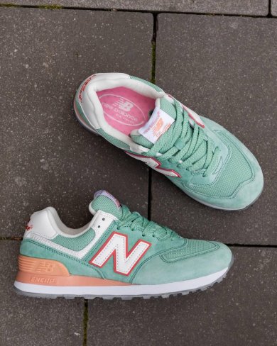 Кросівки New Balance 574 Green Orange White (рр 37-41) - SvitStyle