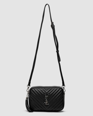 Saint Laurent Lou Quilted Camera Bag Black/Silver - SvitStyle