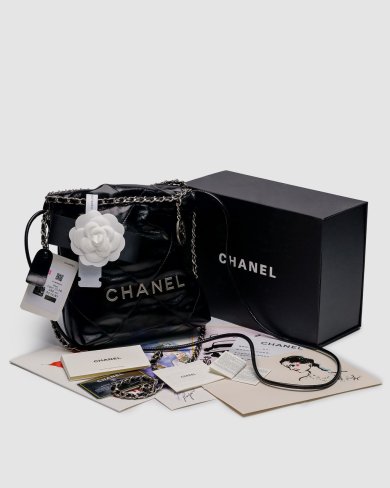 Сумка Chanel Black Quilted Calfskin Mini 22 Bag Silver Hardware - SvitStyle