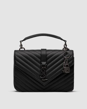 ???? Saint Laurent College Medium in Quilted Leather Black/Silver - 8634176 - SvitStyle