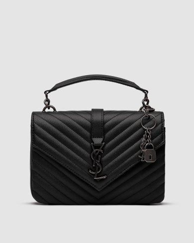 ???? Saint Laurent College Medium in Quilted Leather Black/Silver - SvitStyle