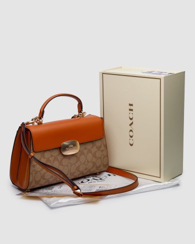 Сумка Coach Eliza Top Handle In Signature Canvas Ginger - SvitStyle