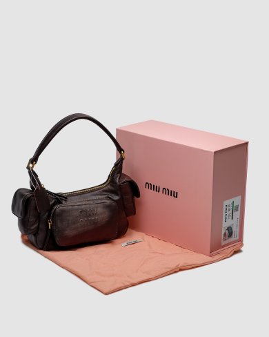 Сумка Miu Miu Nappa Leather Pocket Bag Coffee - SvitStyle