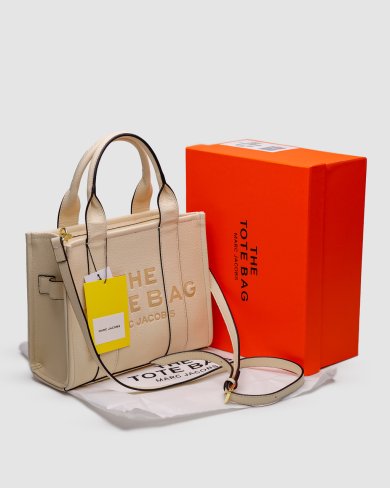 Сумка Marc Jacobs The Leather Small Tote Bag Cream - SvitStyle