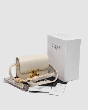 Сумка Celine Teen Triomphe Bag Cream in Shiny Calfskin - 8634734 - SvitStyle