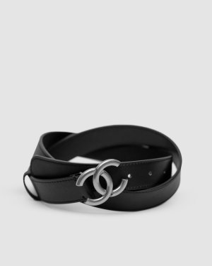 ???? Chanel Leather Belt Black/Silver - 8634747 - SvitStyle