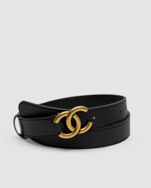 ???? Chanel Leather Belt Black/Gold - 8634750 - SvitStyle