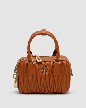 ???? Miu Miu Arcadie Matelassé Nappa Leather Bag Brown - 8634751 - SvitStyle