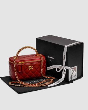 Сумка Chanel Classic Burgundy Lambskin Pearl Crush Vanity Bag Gold - 8634953 - SvitStyle