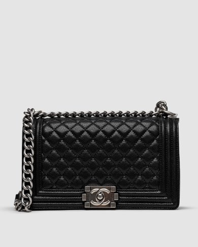 ???? Chanel Medium Boy Black/Silver Caviar RHW - SvitStyle