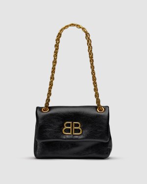 ???? Balenciaga Monaco Mini Chain Bag Black/Gold - 8634975 - SvitStyle