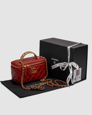 Сумка Chanel Classic Burgundy Lambskin Pearl Crush Vanity Bag Gold - 8642215 - SvitStyle