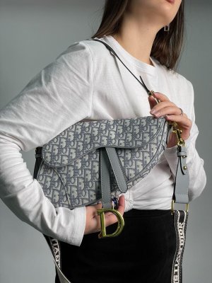 Сумка Saddle Bag Gray Oblique Embroidery - 8642543 - SvitStyle