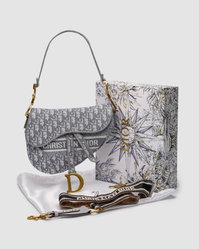 Сумка Saddle Bag with Strap Grey Dior Oblique Jacquard - SvitStyle