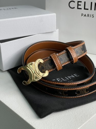 Ремінь брендовий Medium Triomphe Belt In Triomphe Canvas And Calfskin Tan - SvitStyle