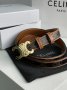 Ремінь брендовий Medium Triomphe Belt In Triomphe Canvas And Calfskin Tan (1)