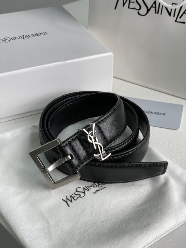 Ремінь брендовий Cassandre Belt With Square Buckle Black Silver - SvitStyle